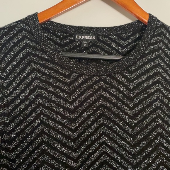 NWT Express Black & Metallic Silver Mini Dress - Picture 2 of 10